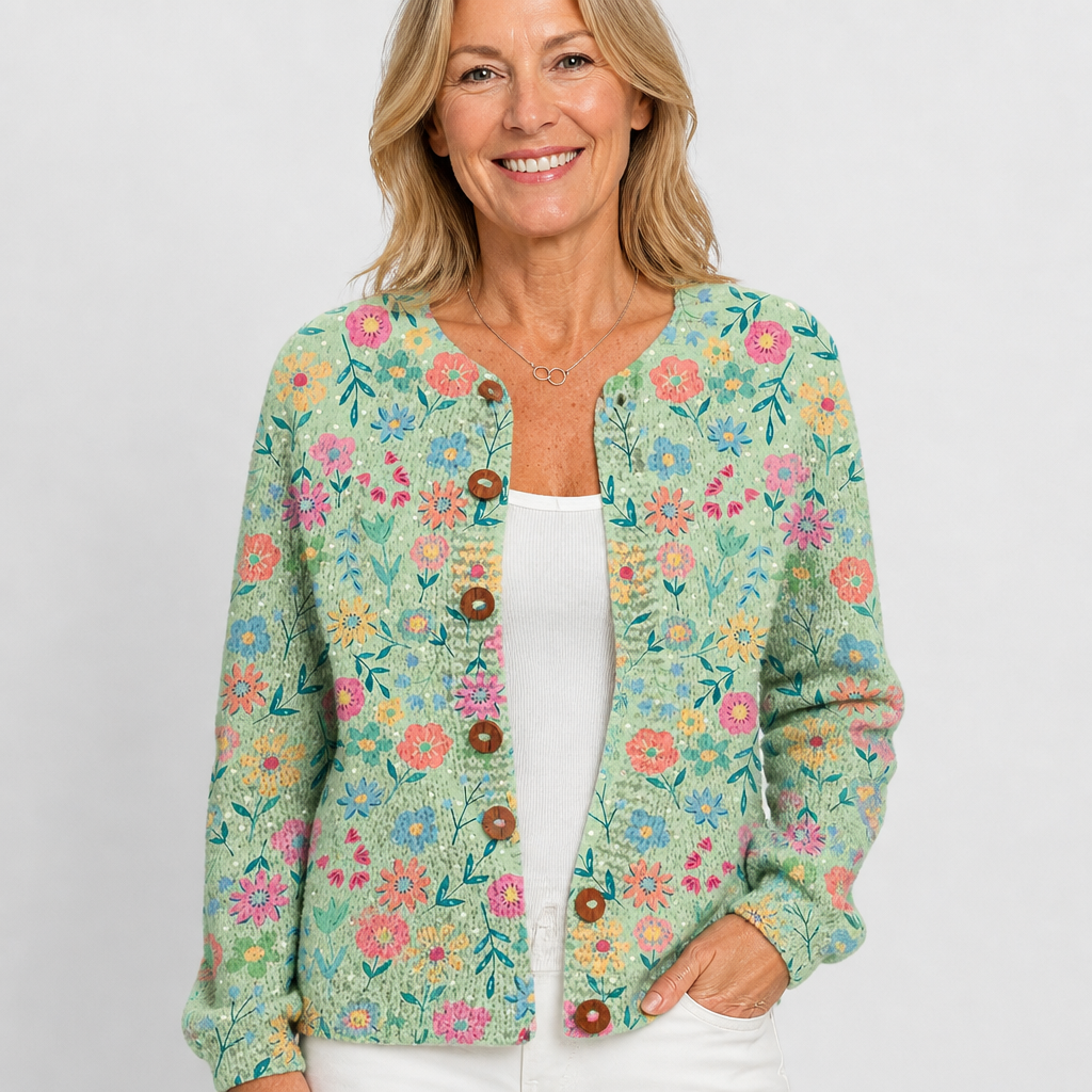 Foxfield | Kukkakuosinen vintageneuletakki | Anne Helsinki