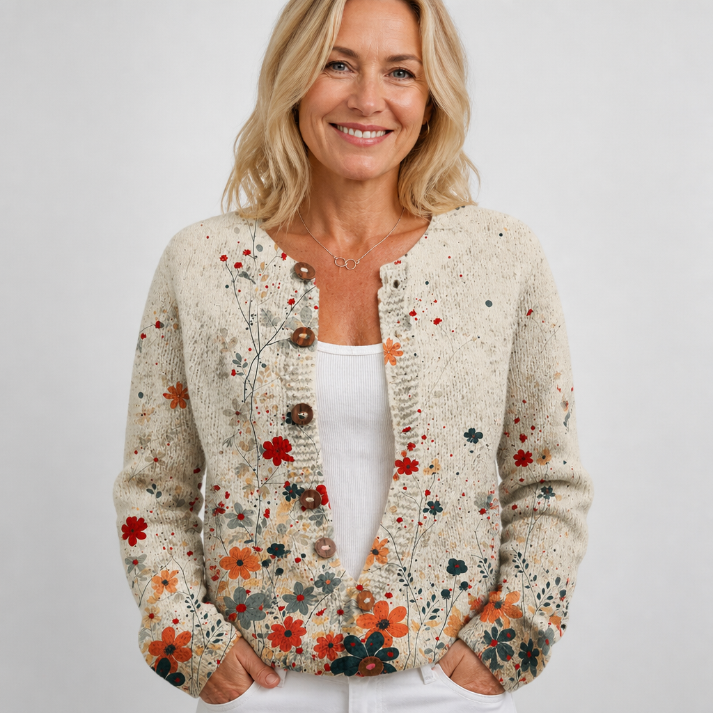 Sabrina | Kukkakuosinen vintageneuletakki | Anne Helsinki