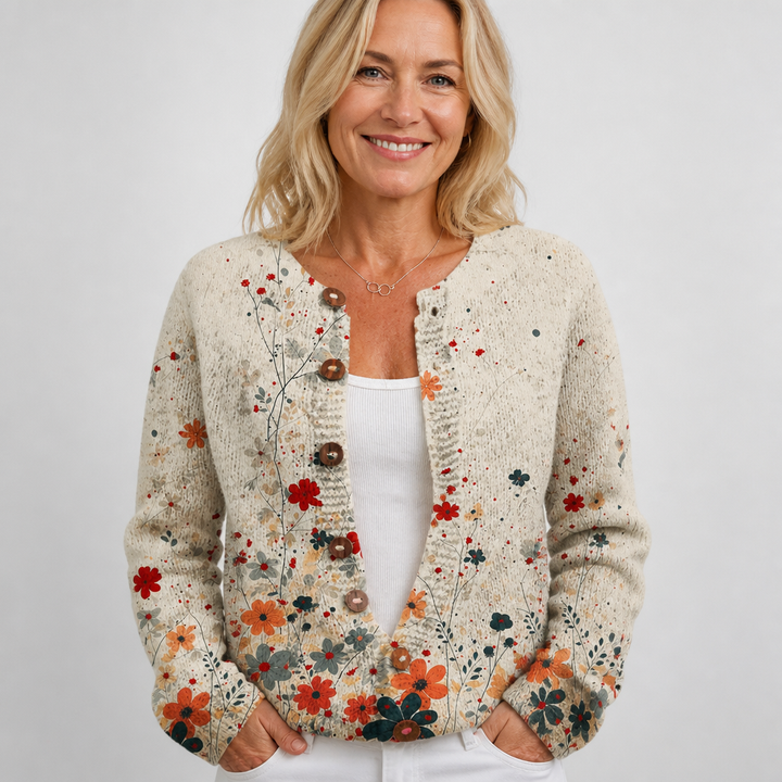 Sabrina | Kukkakuosinen vintageneuletakki | Anne Helsinki