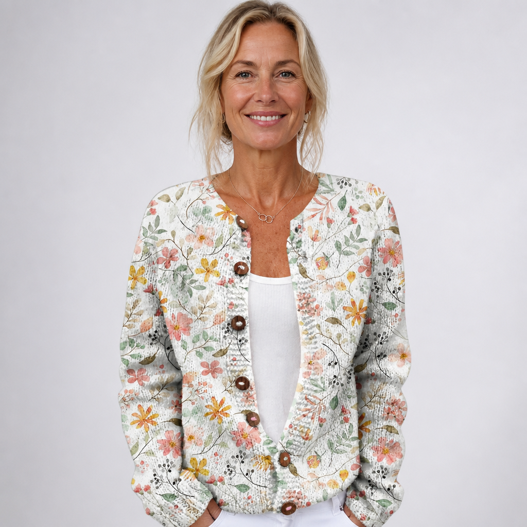 Greta | Kukkakuosinen vintageneuletakki | Anne Helsinki