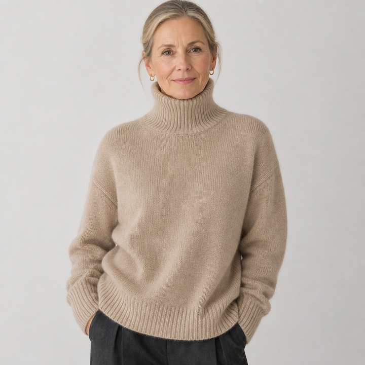 Linnea | Kashmirneule korkealla kauluksella | Anne Helsinki