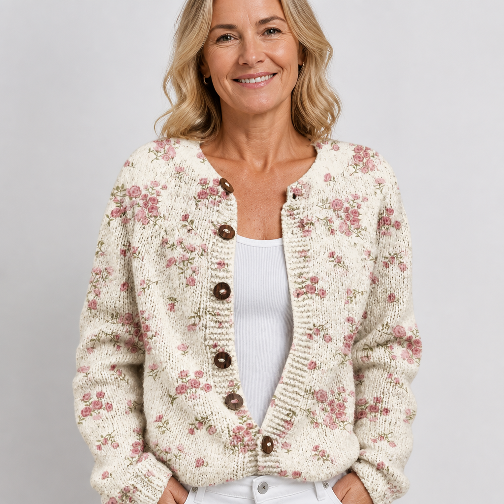Evanthea | Kukkakuosinen vintageneuletakki | Anne Helsinki