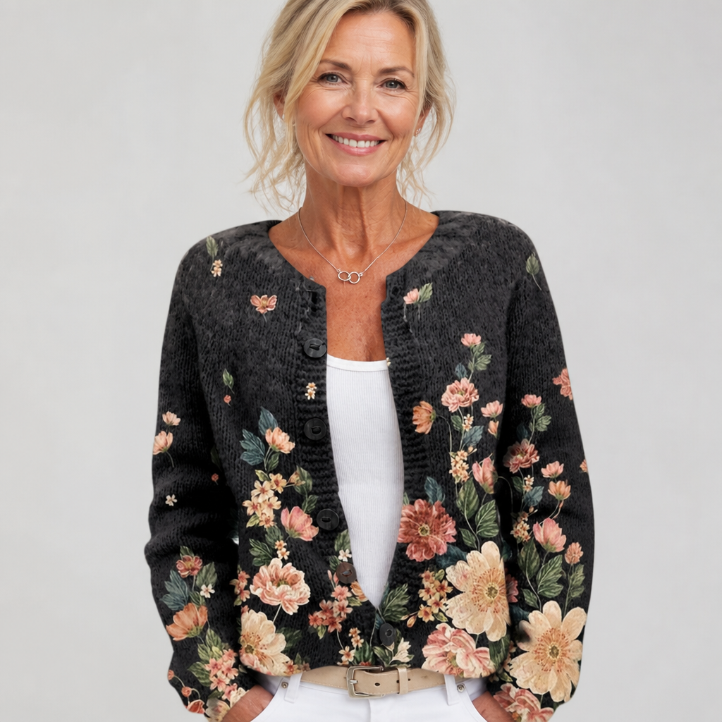 Kivara | Kukkakuosinen vintageneuletakki | Anne Helsinki