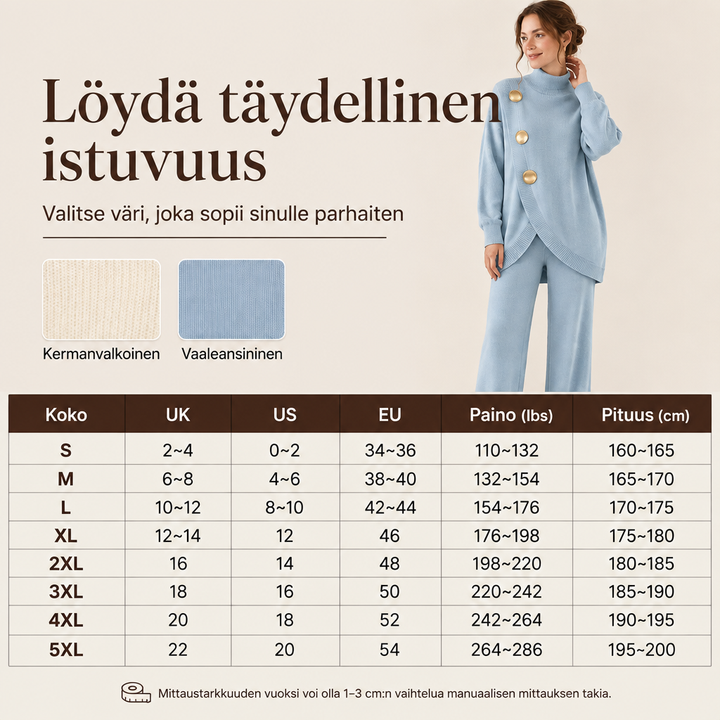 Sisko | Poolokaulusneule ja leveät housut